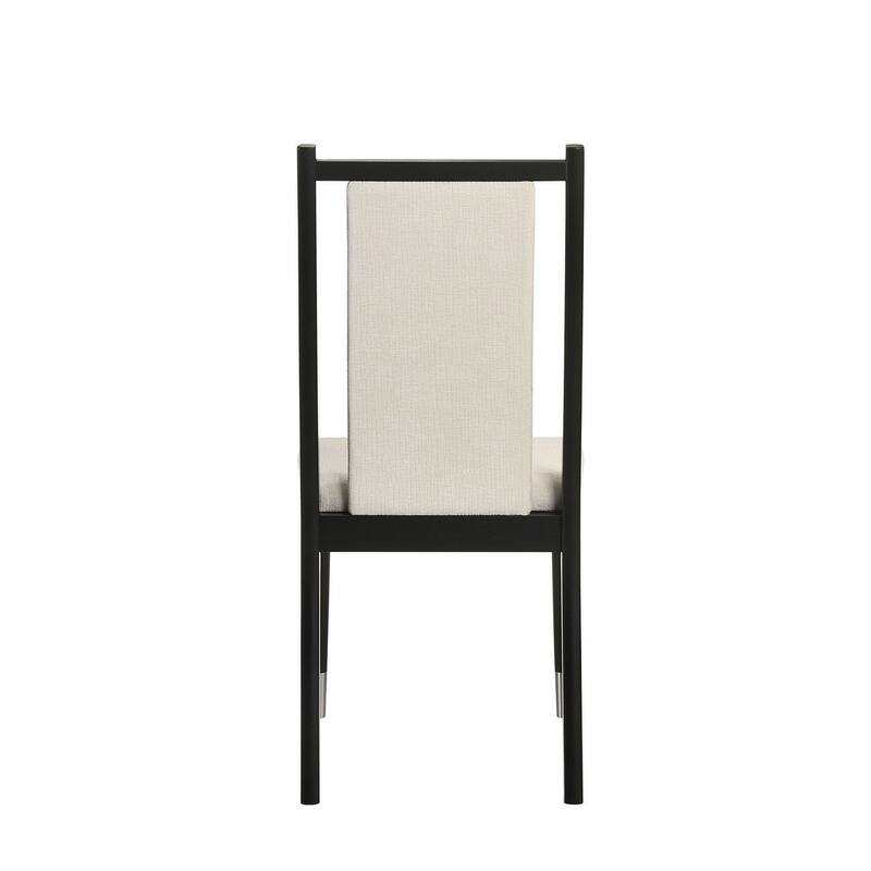 Contemporaray 7pc Sleek Black White Finish Dining Set Table and Side Chairs