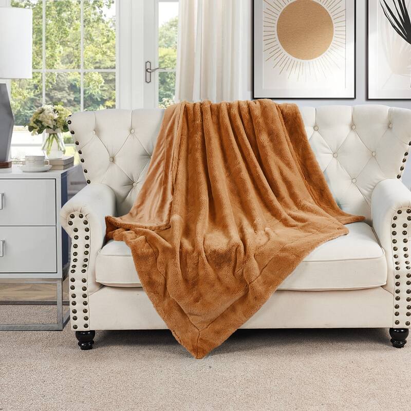 Home Soft Things FoxFauxFur Throw 50"x60"/60"x80" - 50"x60" - Burnt Orange