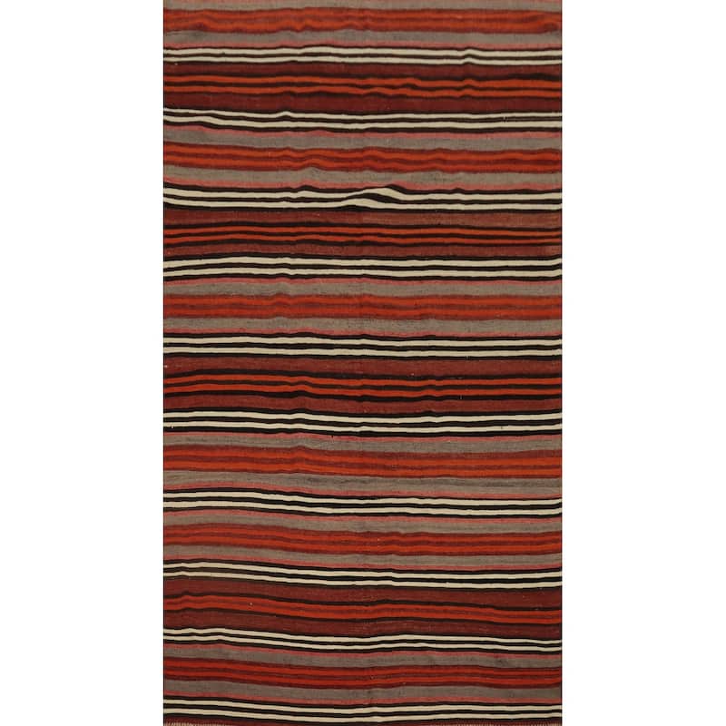 Hand Woven Oriental 100% Wool Carpet Southwestern Geometric Multi-Colored Kilim Area Rug - 9' 3'' X 5' 3''