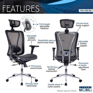 Dropship High Back Office Chair With Lifting Headrest, Adjustable