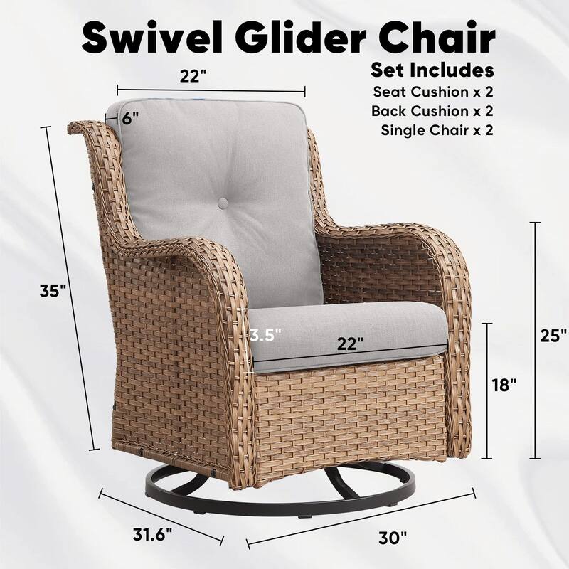 Gymojoy Wicker Swivel Glider Chair with Water-Resistant Olefin Cushions