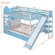 preview thumbnail 3 of 8, Full-Over-Full Castle Style Bunk Bed with 2 Drawers 3 Shelves and Slide - Blue