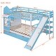 preview thumbnail 3 of 14, Impression & Castle Style Full over Full Bunk Bed with 2 Drawers 3 Shelves and Slide, Sturdy construction & Extra Fun, Blue