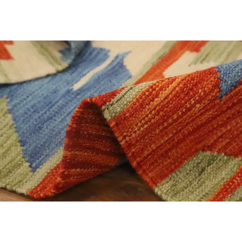 Hand Woven Oriental 100% Wool Carpet Southwestern Modern Multi-Colored Kilim Area Rug - 5' 1'' X 3' 5''