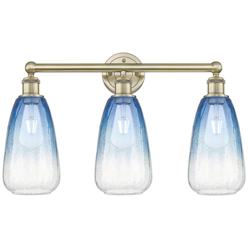Innovations Lighting Endless Possibilities Edison - Brookhaven Almond - 3 Light 24" Bath Vanity Light - Antique Brass/Sapphire Blue