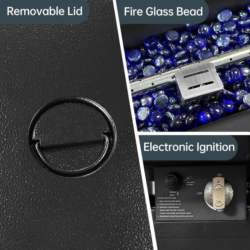 5/7 Pieces Patio Dining Set with Stackable Chairs & Rectangle Fire Table for 4/6 Person, Outdoor Firepit Dining Set