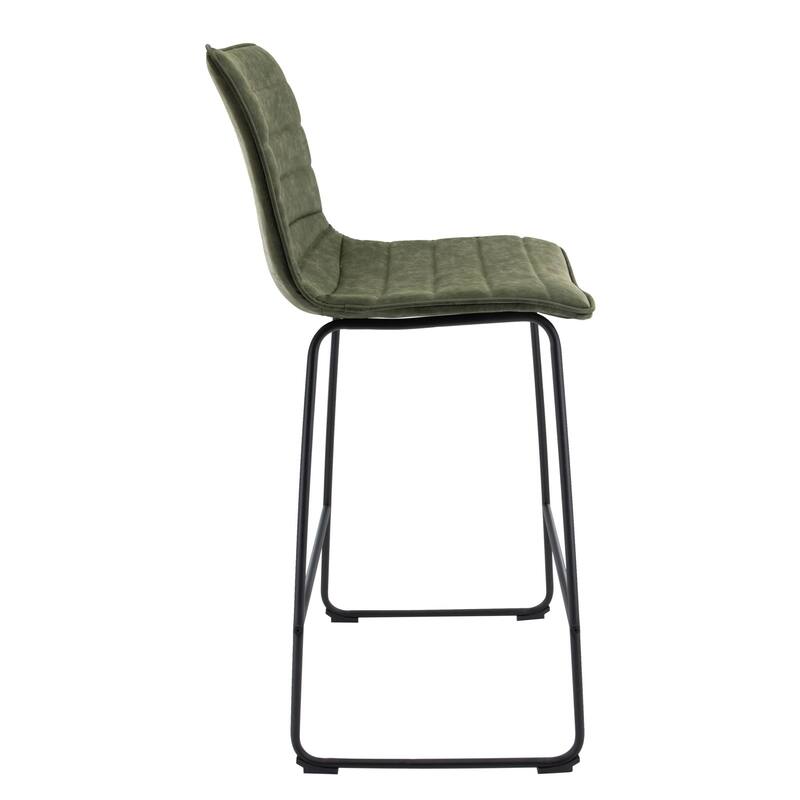 LeisureMod Brooklyn Modern Leather Barstool with Black Sled Base Set of 2 - 29.9