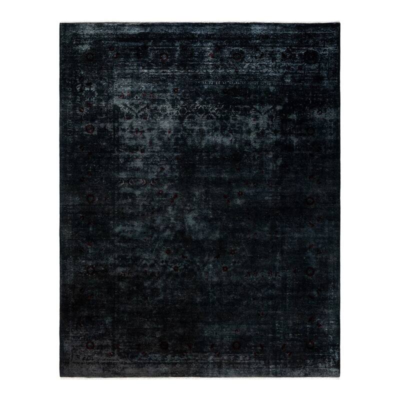 Overton Hand Knotted Wool Vintage Inspired Modern Contemporary Overdyed Gray Area Rug - 8' 1" x 10' 1"