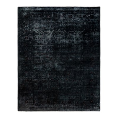 Overton Hand Knotted Wool Vintage Inspired Modern Contemporary Overdyed Gray Area Rug - 8' 1" x 10' 1"