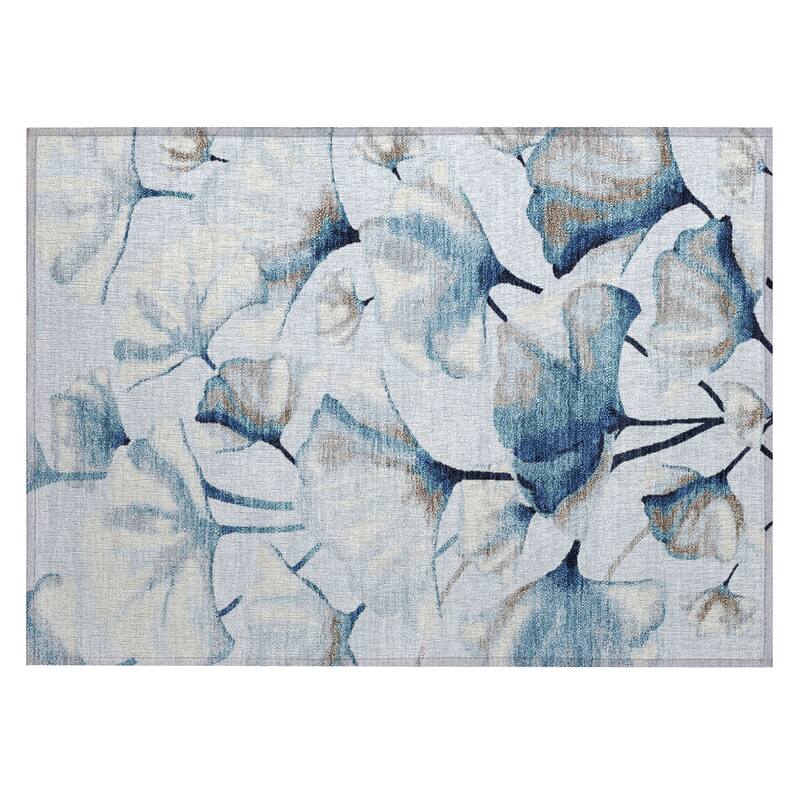 Machine Washable Indoor/ Outdoor Floral Love Chantille Rug