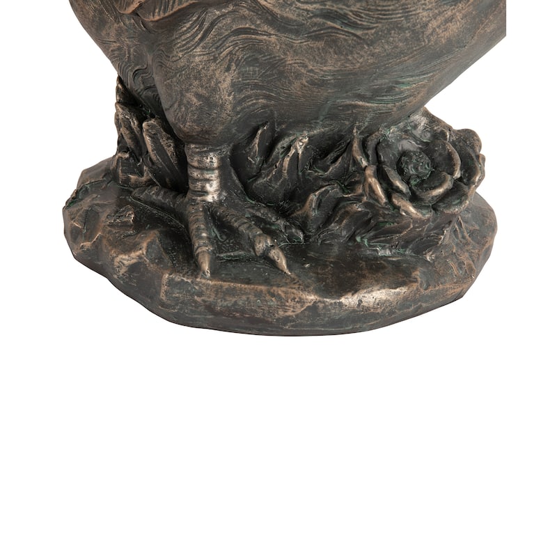 Glitzhome 20"H MGO Faux Bronze / White Goose Garden Statue