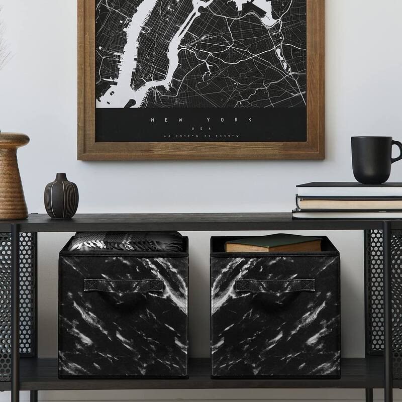 Collapsible Storage Cube - Four Pack - Marble Black