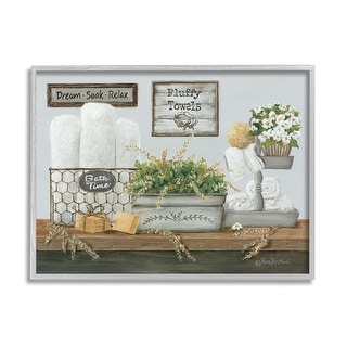 Stupell Country Washroom Counter Still Life Bathroom Towel Framed Wall Art - Blue