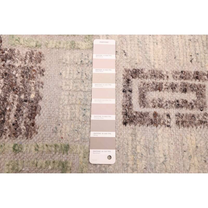 ECARPETGALLERY Hand-knotted Tangier Grey Viscose, Wool Rug - 9'2 x 11'11