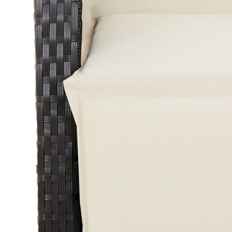 vidaXL Patio Dining Set with Cushions Table and Chairs Outdoor Black Poly Rattan - 23.2 x 22 x 36.2