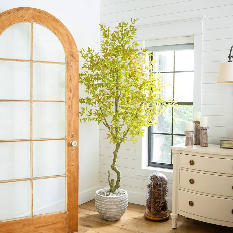 7-ft Autumn Nandina Artificial Fall Tree - Green