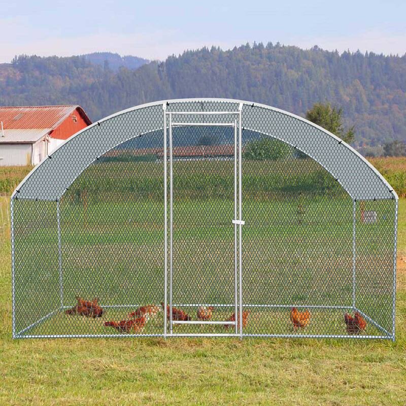 6.5 x 10 ft Metal Chicken Coop, Walk-in Poultry Cage for Backyard