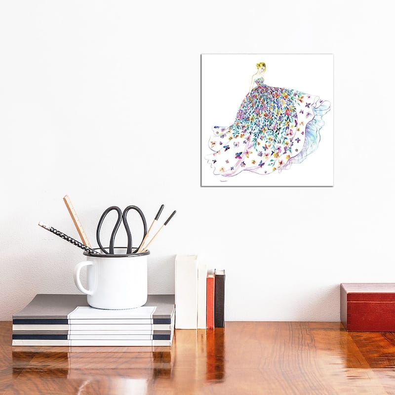 iCanvas "Flower Butterfly Dress" by Sunny Gu Canvas Print - 12x12x1.5