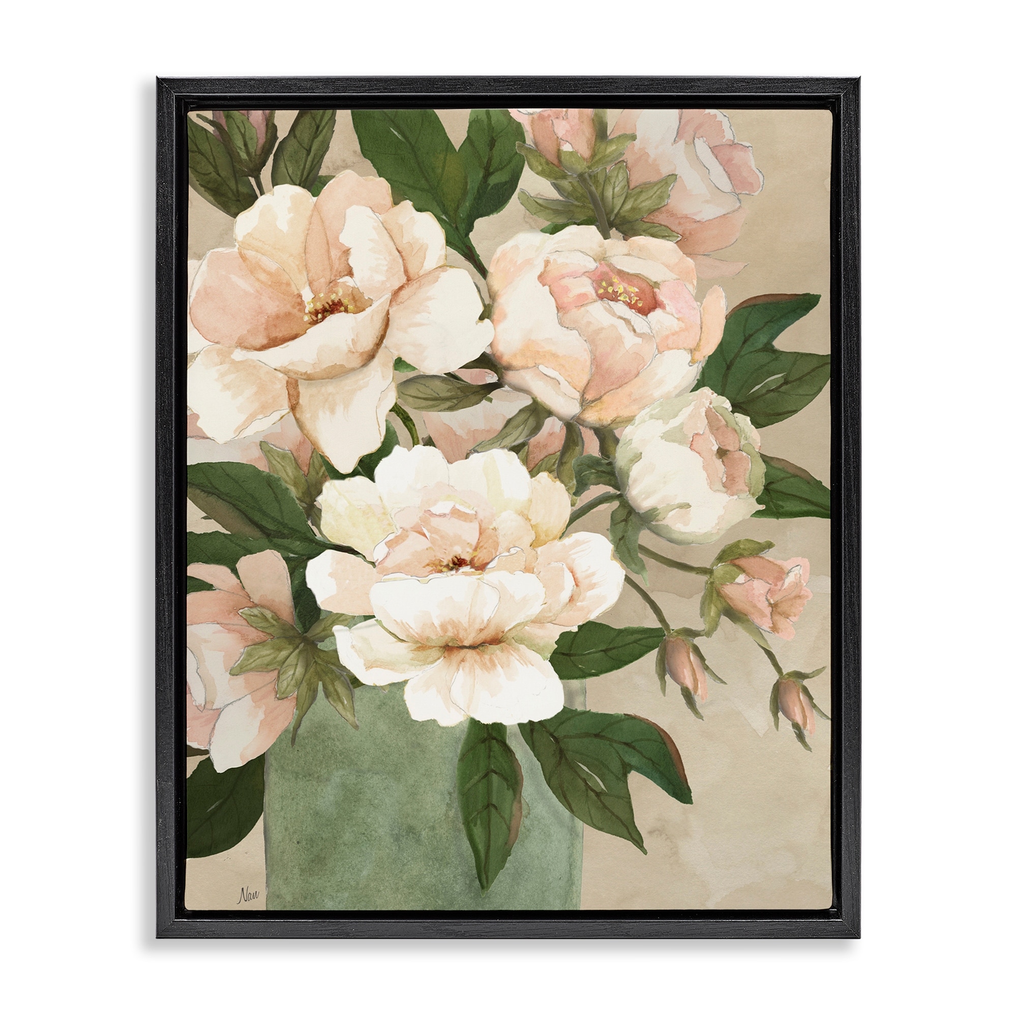 Stupell Chic Elegant Rose Bouquet Framed Floater Canvas Wall Art Design By Nan