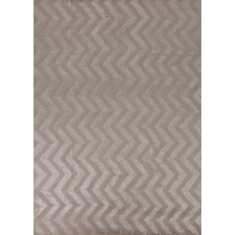 Chevron Style Modern Area Rug Handmade Wool Carpet - 8'0" x 9'10"