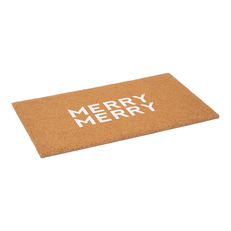 HomeRoots 24" X 36" Brown And White Christmas Outdoor Coir Door Mat - 24.00' X '36.00
