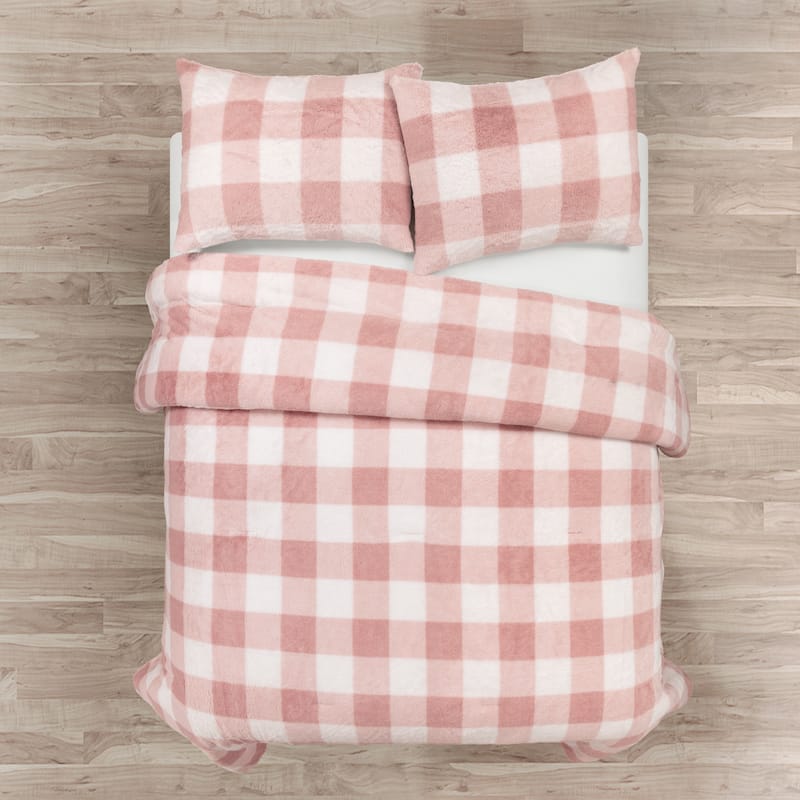 Lush Decor Plaid Ultra Soft Faux Fur Light Weight All Season Comforter