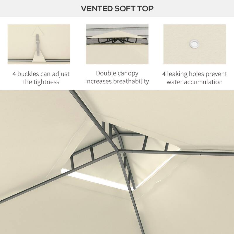 9.6' x 11.6' Outdoor Patio Gazebo with 2-Tier Roof, Netting, and Steel Frame for Garden and Backyard