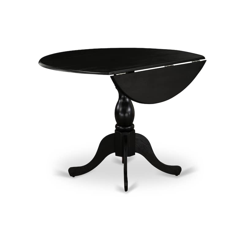 East West Furniture Dublin Modern Kitchen Table - a Round Dining Table Top with Dropleaf & Pedestal Base, (Finish Option)