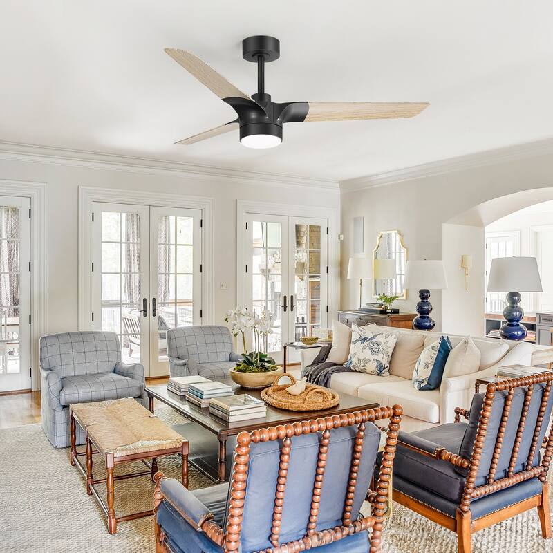 52" 3-Blade Modern LED Ceiling Fan with Light and Remote