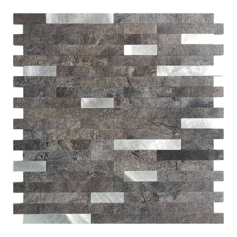 Art3d 12"x12" Peel and Stick Tile Backsplash for Kitchen, Aluminum Composite Tiles (5 Tiles)
