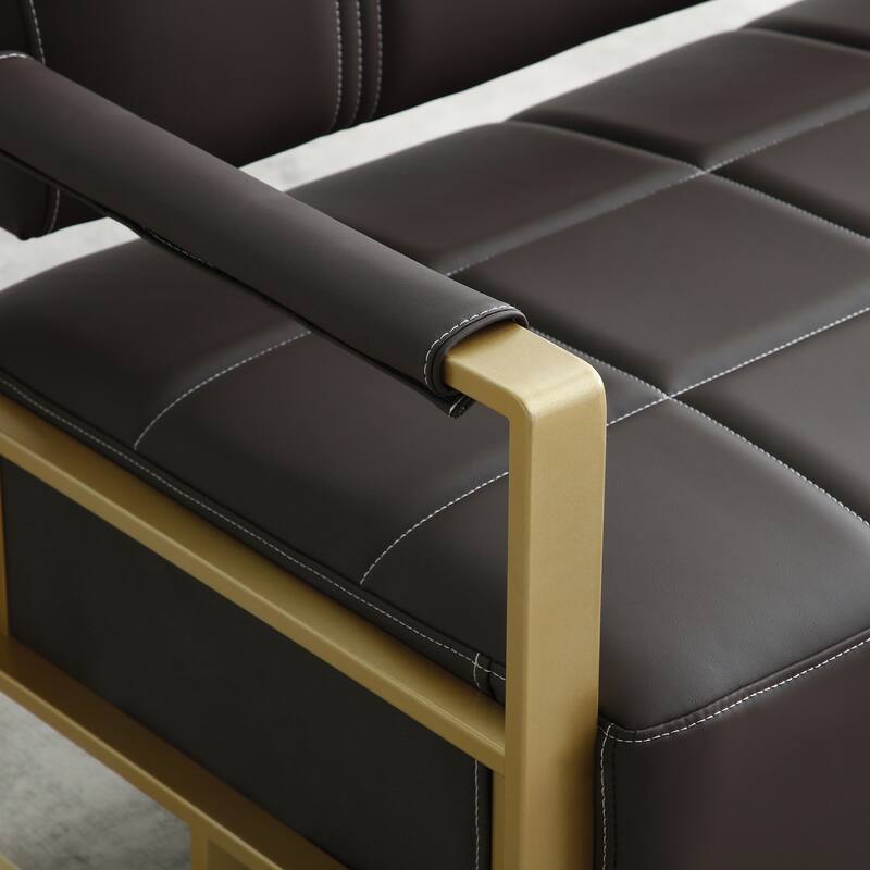 57.9" Width Upholstery Faux Bonded Leather Loveseat Sofa