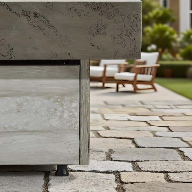 Rossetta 48" Outdoor Adjustable Height Rectangle Fire Pit Table with Concrete Texture