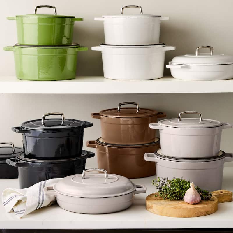 Martha by Martha Stewart 7 QT Enameled Cast Iron Dutch Oven w/Lid - Obsidian