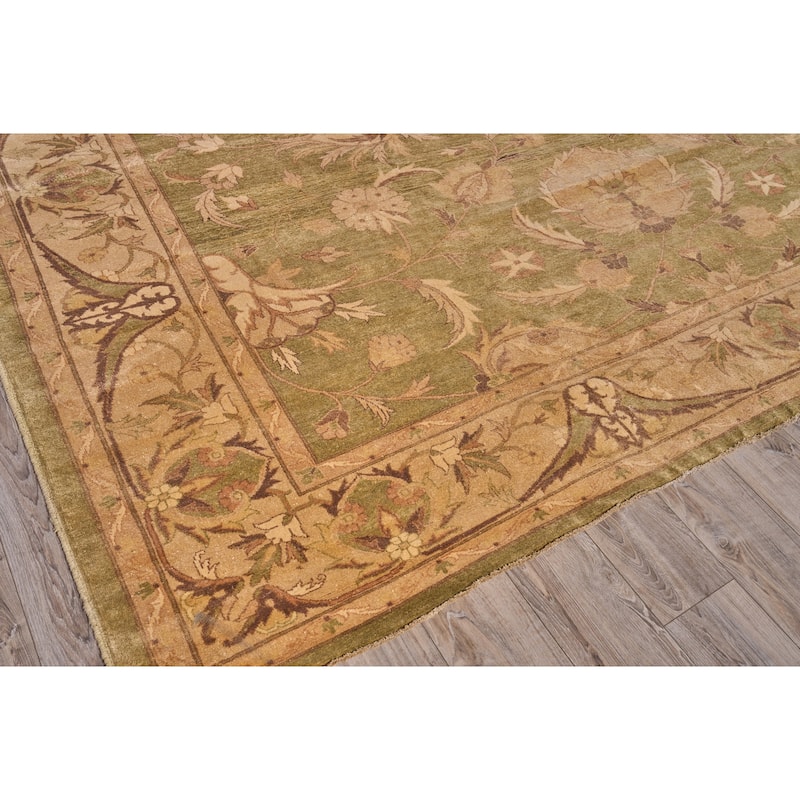 EXQUISITE RUGS ONE-OF-A-KIND Unusual Antique Weave Ziegler Hand Knotted Beige Rug - 12'4"x17'7"