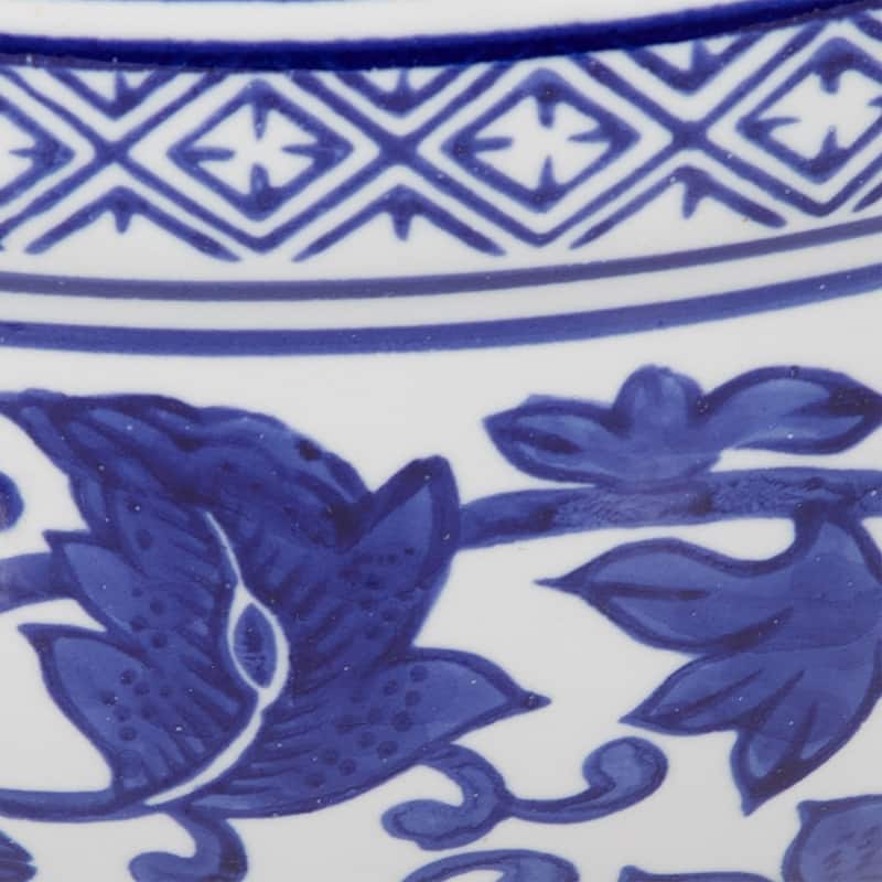 Decorative Stoneware Planters with Timeless Garden Design (Set of 2)