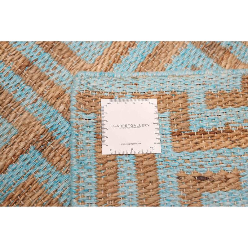ECARPETGALLERY Flat-Weave Palas Denizli Light Blue, Tan Kilim - 5'3 x 7'6