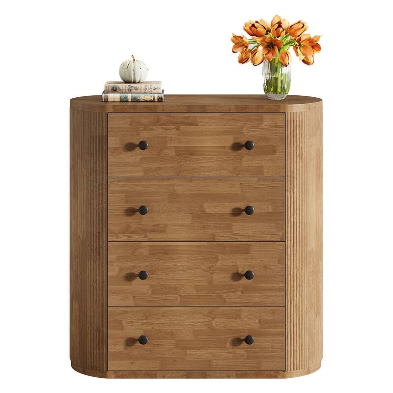 4-Drawer Wood Chest, Storage Cabinet Organizer for Bedroom, Living Room, Entryway
