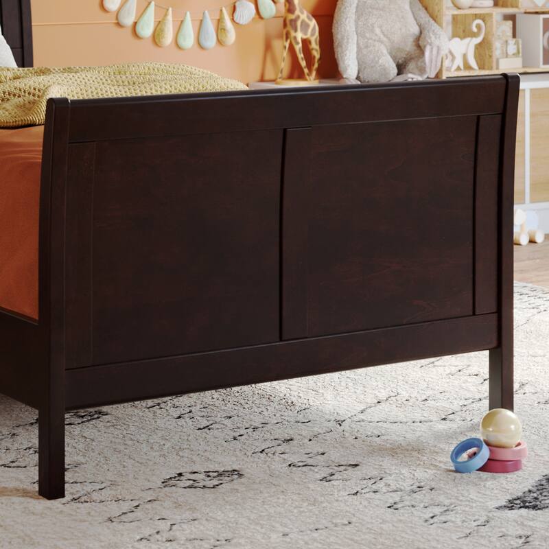 Valencia Solid Wood Low Profile Sleigh Platform Bed with Matching Footboard