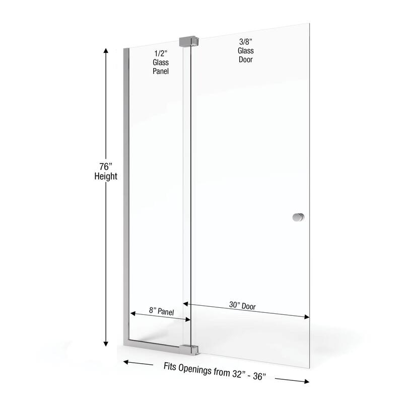Basco Cantour 76" High x 36" Wide Pivot Frameless Shower Door with