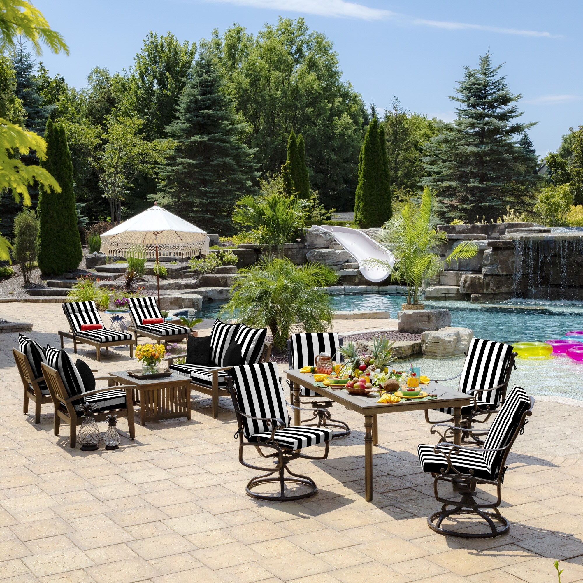 Arden Selections Outdoor Cabana Stripe 44 x 20 in. High Back Dining Chair Cushion Bed Bath Beyond 32332416