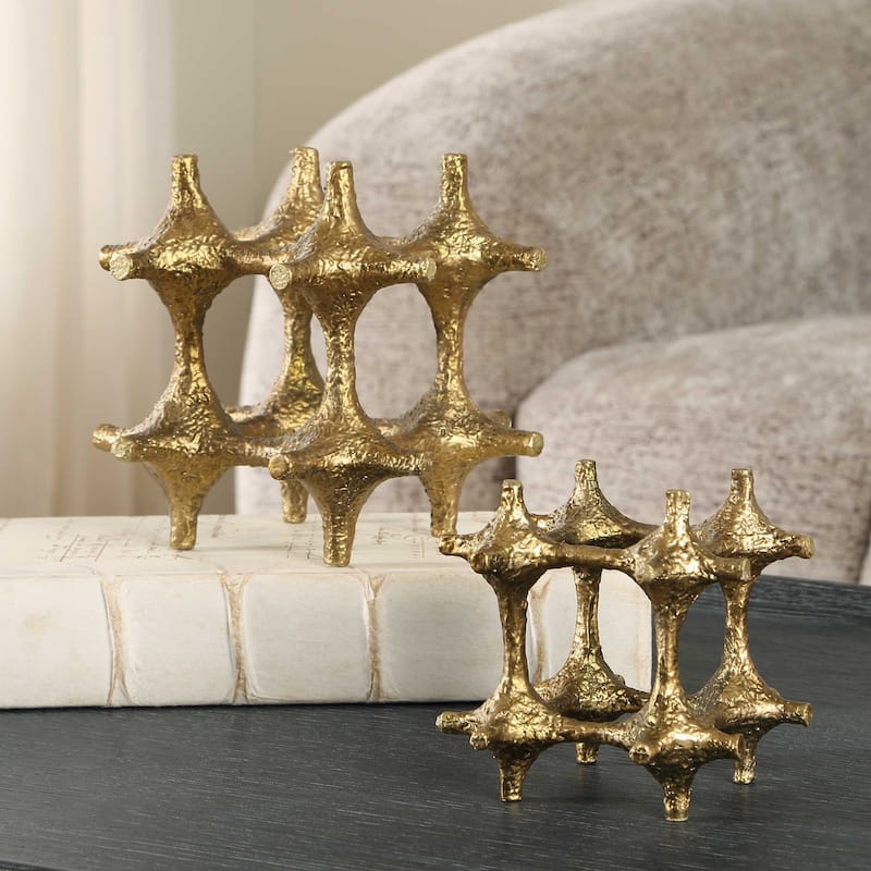 Uttermost Gilded Connection Modern Sculptures (Set of 2) - 6.50" W x 6.50" H x 6.50" D