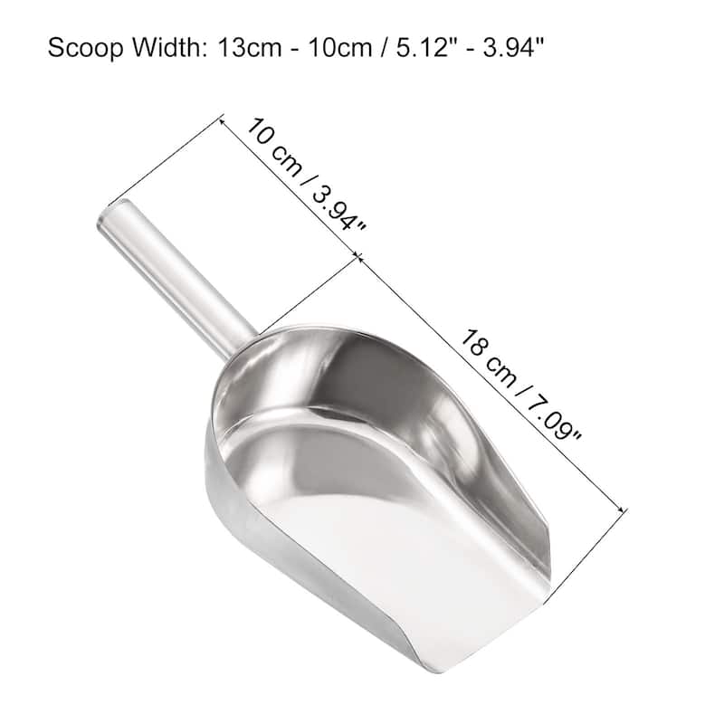 Ice Scoop Stainless Steel 11x3.9" Flour Cereal Food Utility Shovel - Silver