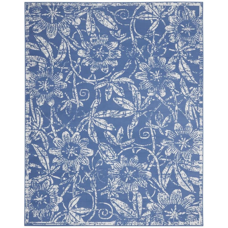 Juboc Power Loomed Distressed Floral Traditional Non Skid Stain Resistant Area Rug By HomeRoots - 120' X '84' X '0.39