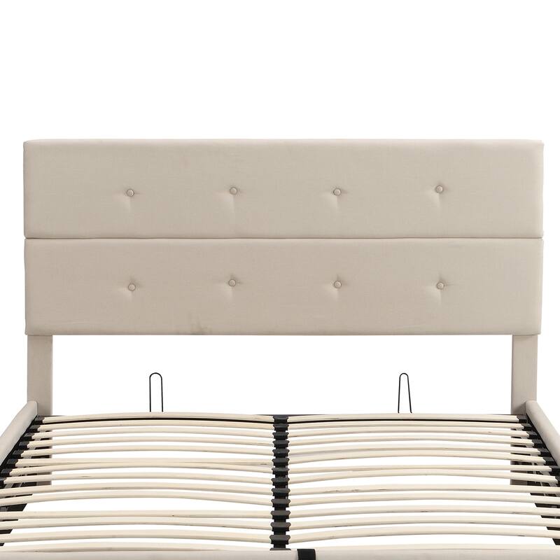 Queen Size Modern Upholstered Platform Bed With Underneath Storage