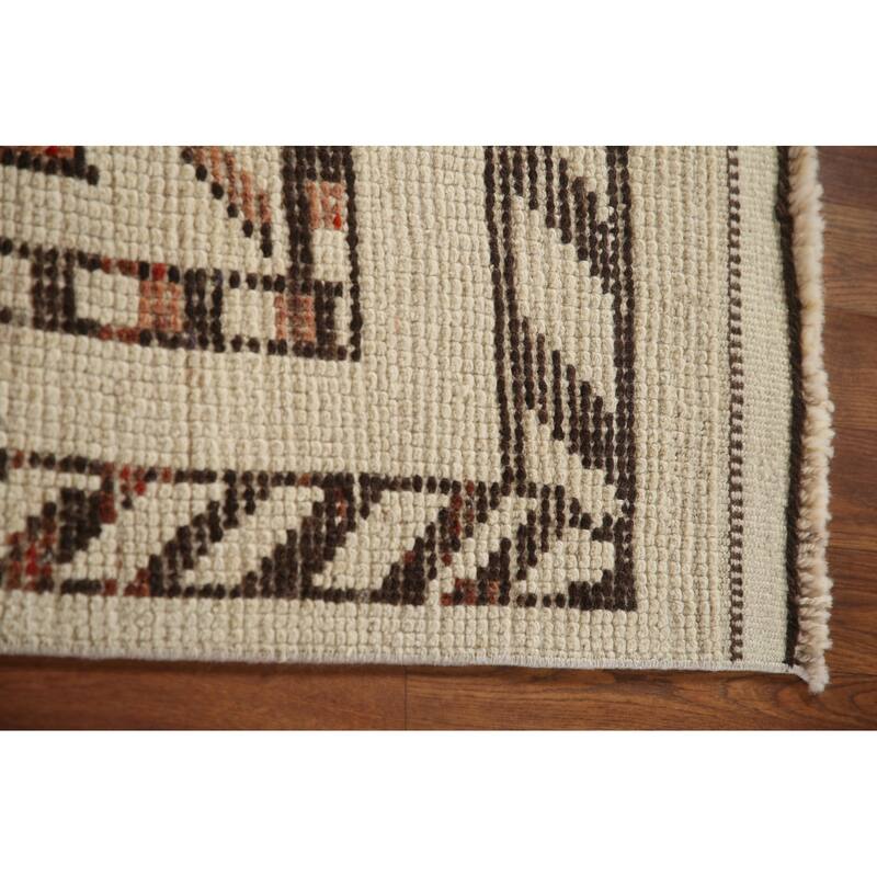 Beige Anatolian Runner Rug Handmade Wool Carpet - 2'9"x 11'2"