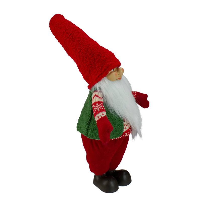 Smiling Santa Christmas Gnome Figure - 23" - Red and Green