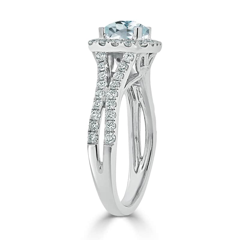 Auriya 1/2ct Cushion-cut Aquamarine Halo Diamond Engagement Ring 5/8ctw 14k Gold