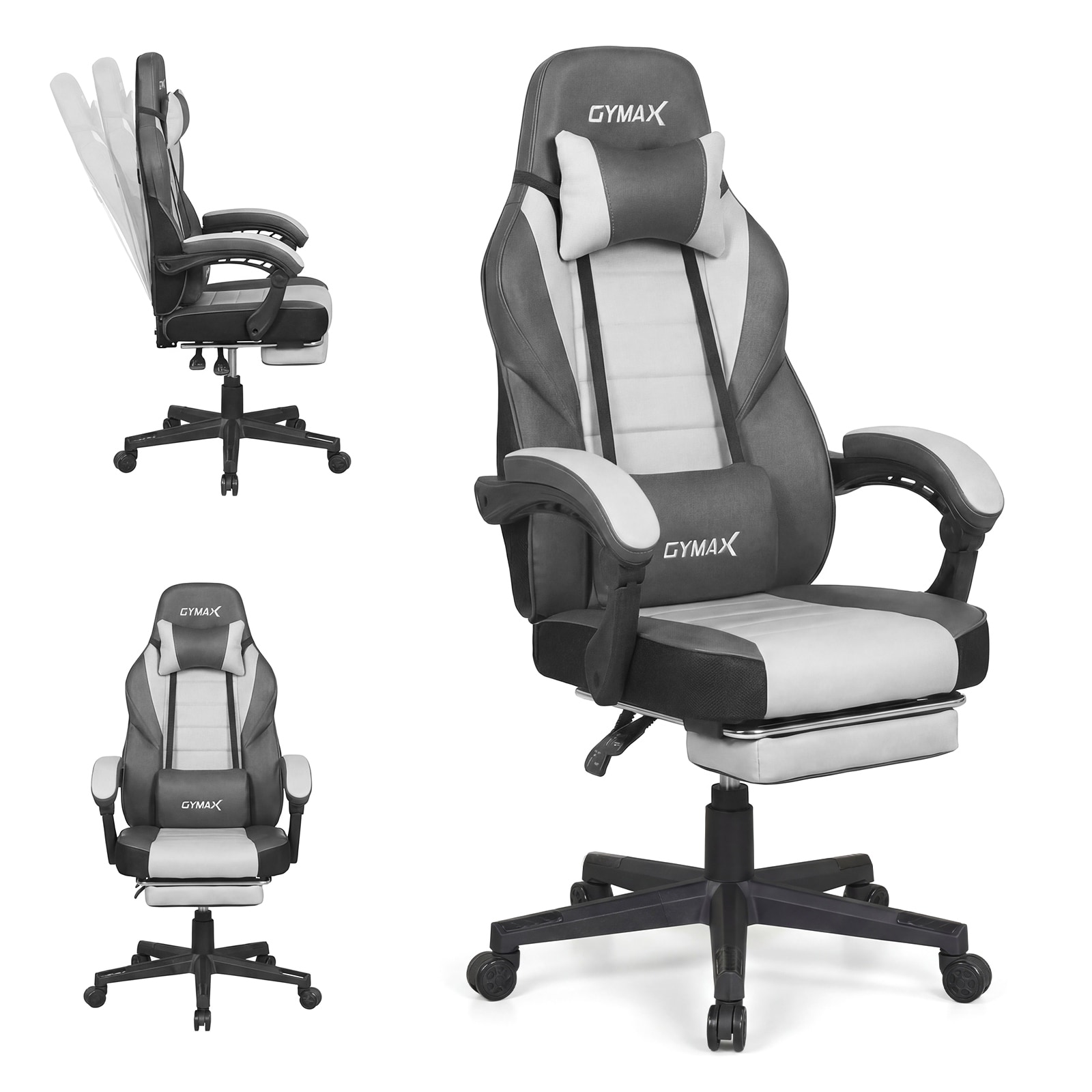 Gymax Gaming Chair w/ Headrest Reclining Backrest Lumber Support