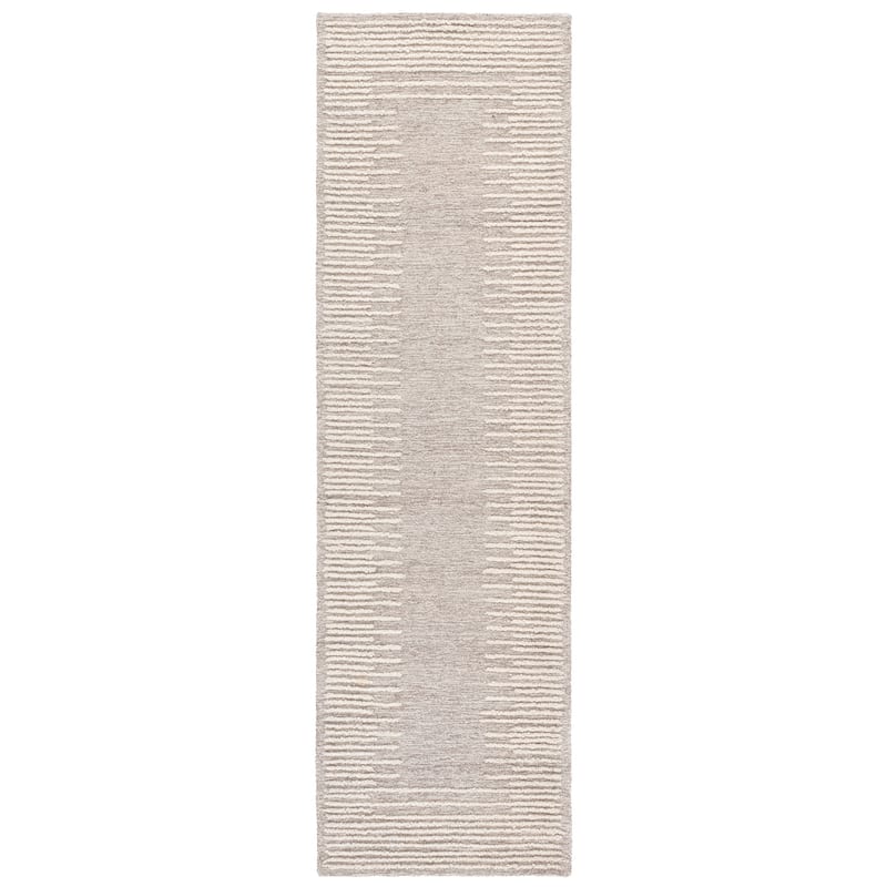 SAFAVIEH Handmade Abstract Saerin Wool Rug - 2'3" x 8' Runner - Grey/Ivory