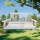 preview thumbnail 1 of 5, Outdoor Patio Front White Porch Swing with Armrests and Hanging Chains